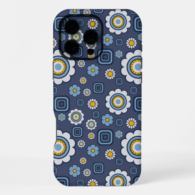 Funky Daisy's In Blue iPhone Case (Back)