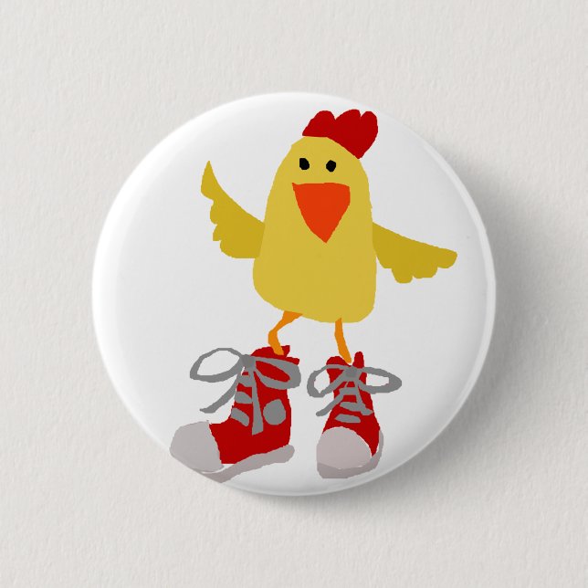 Funky Dancing Yellow Chicken 2 Inch Round Button (Front)