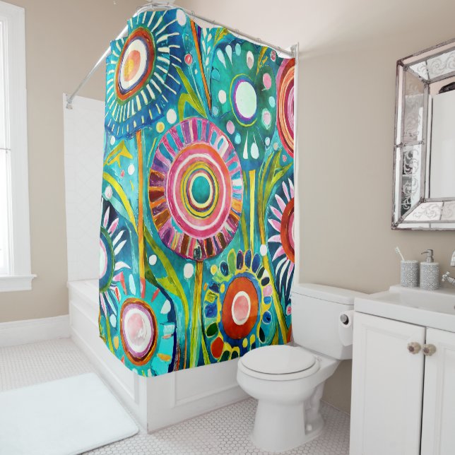 Funky Dandelions Shower Curtain (In Situ)