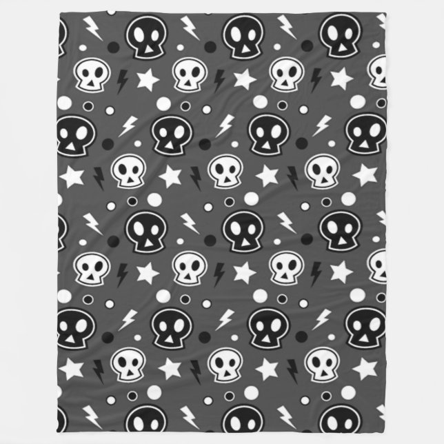 Funky Dark Skull Pattern Fleece Blanket (Front)