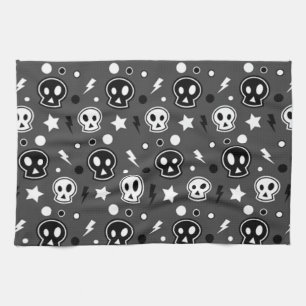 Funky Dark Skull Pattern Kitchen Towel