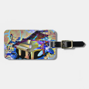 Funky Digitally Coloured Piano Luggage Tag