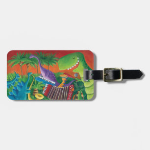 Funky Dinosaur Band Luggage Tag