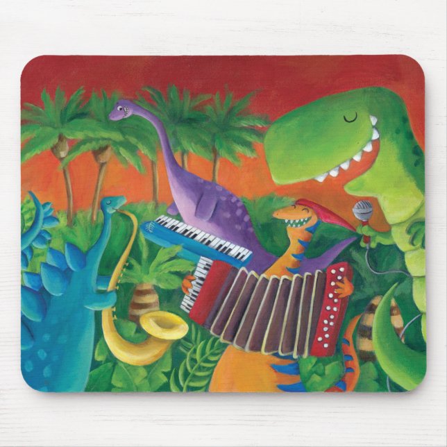 Funky Dinosaur Band Mouse Pad (Front)
