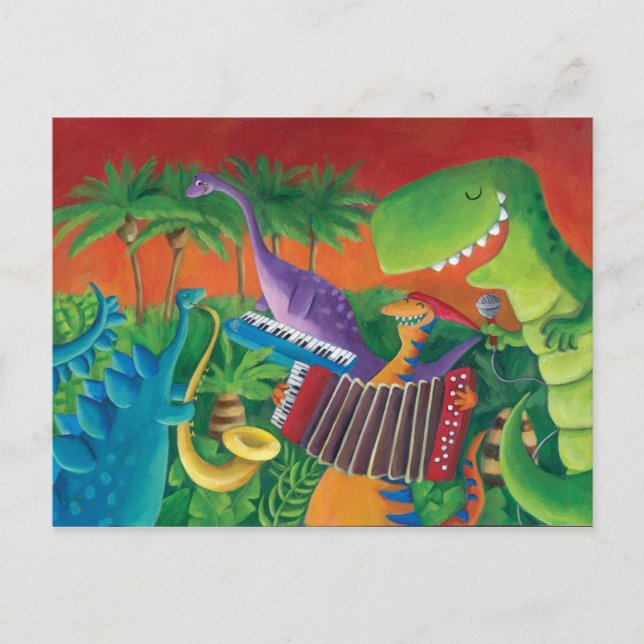 Funky Dinosaur Band Postcard (Front)