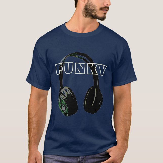 Funky Disco Headphone Music Entertainment Retro T-Shirt (Front)
