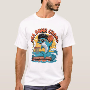 Funky Dolphin Dunk Afro Basketball T-Shirt
