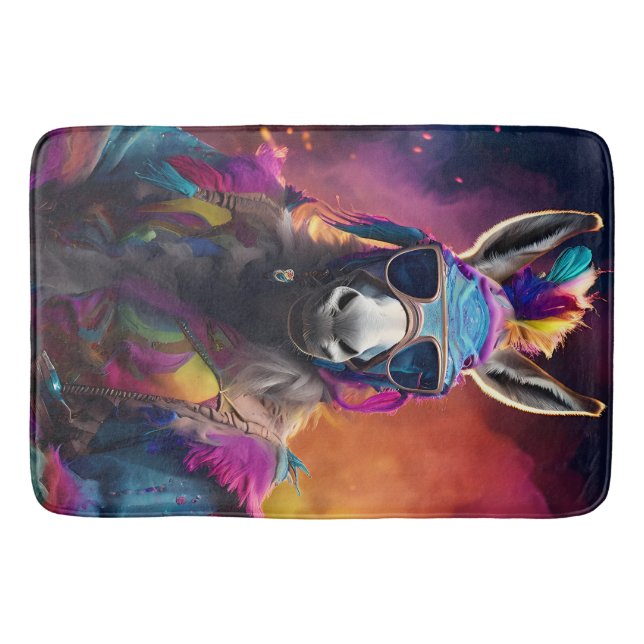 Funky Donkey Blue Glasses  Bath Mat (Front)