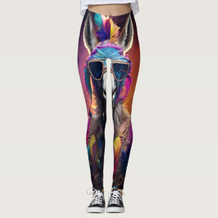 Funky Donkey Blue Glasses  Leggings