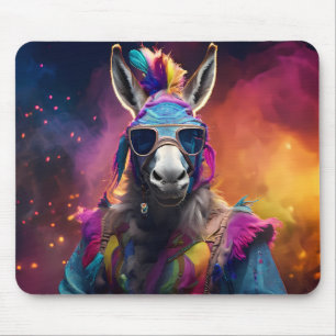 Funky Donkey Blue Glasses  Mouse Pad