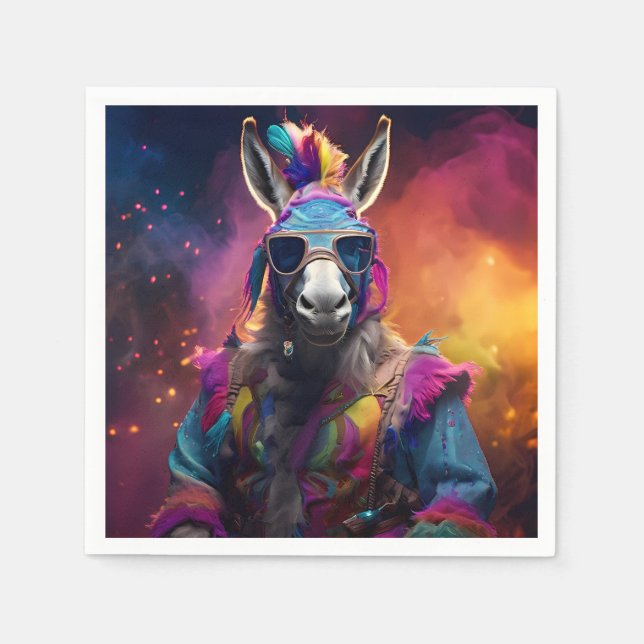 Funky Donkey Blue Glasses  Napkin (Front)