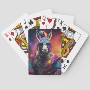Funky Donkey Blue Glasses Playing Cards