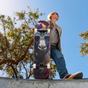 Funky Donkey Blue Glasses  Skateboard