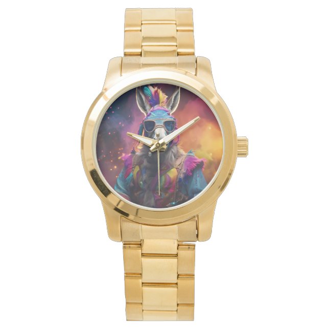 Funky Donkey Blue Glasses  Watch (Front)
