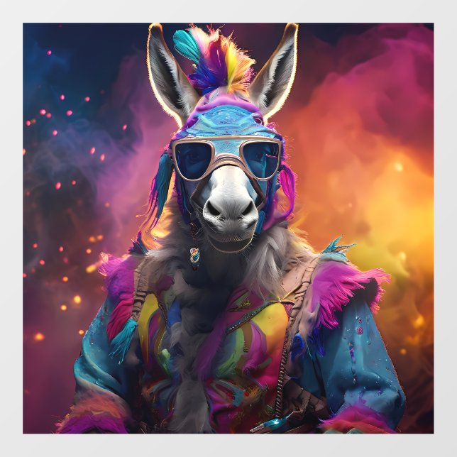 Funky Donkey Blue Glasses  Window Cling (Sheet)