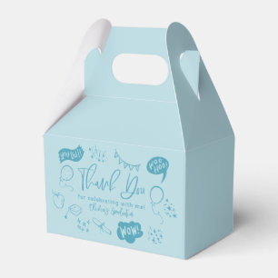 Funky Doodle Graduation Party Blue Favor Box