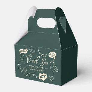 Funky Doodle Graduation Party Green Favor Box