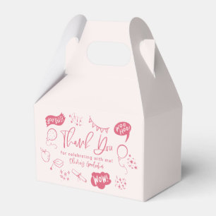 Funky Doodle Graduation Party Pink Favor Box