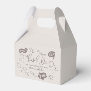 Funky Doodle Graduation Party Sandy Beige Favor Box