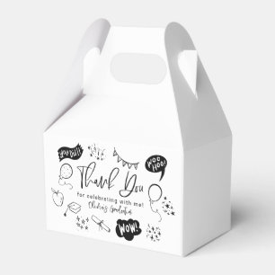 Funky Doodle Graduation Party White Favor Box