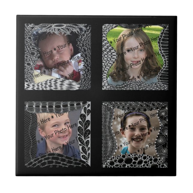 Funky Doodle Picture Frame Collage Tile (Front)
