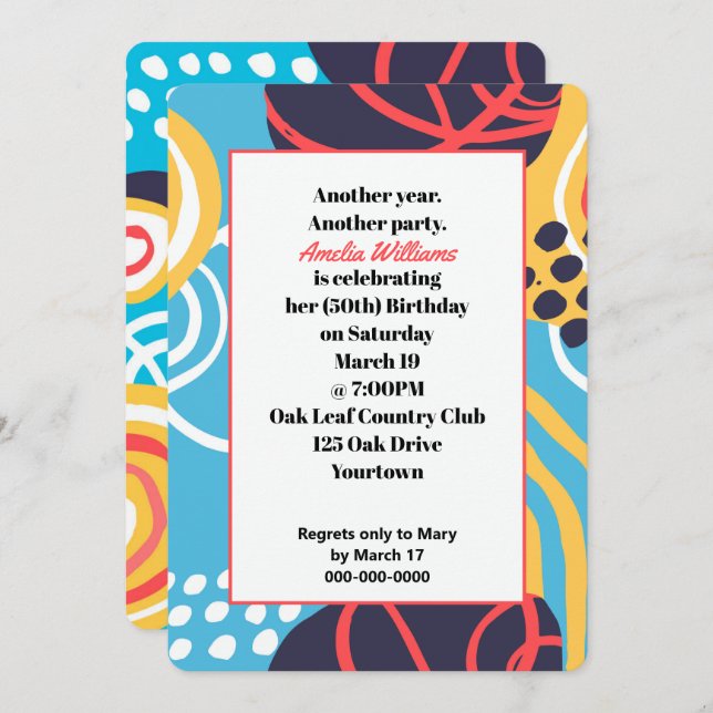 Funky Doodles Birthday Party Invitation (Front/Back)