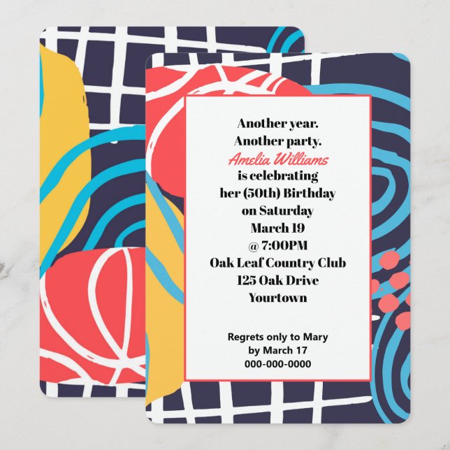 Funky Doodles Birthday Party  Invitation (Front/Back)
