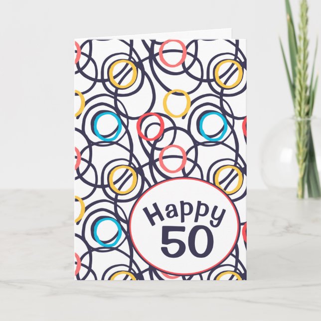 Funky Doodles for 50th Birthday Card (Front)