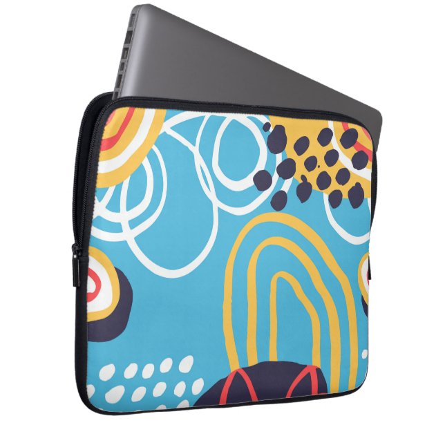 Funky Doodles On Aqua   Laptop Sleeve (Front Right)