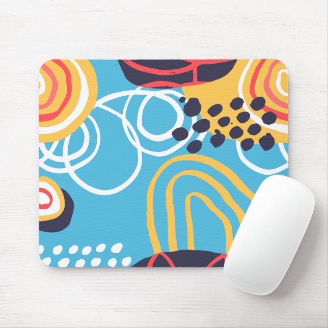 Funky Doodles On Aqua  Mouse Pad (With Mouse)