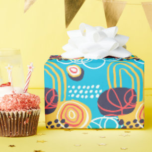 Funky Doodles On Aqua Wrapping Paper