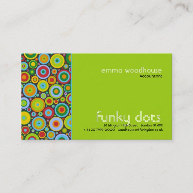 Funky Dots :: Green Business Card (Front)