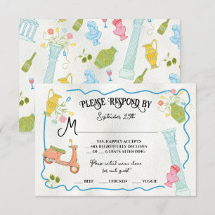 Funky Drawn Italian Mediterranean Greek RSVP Cards