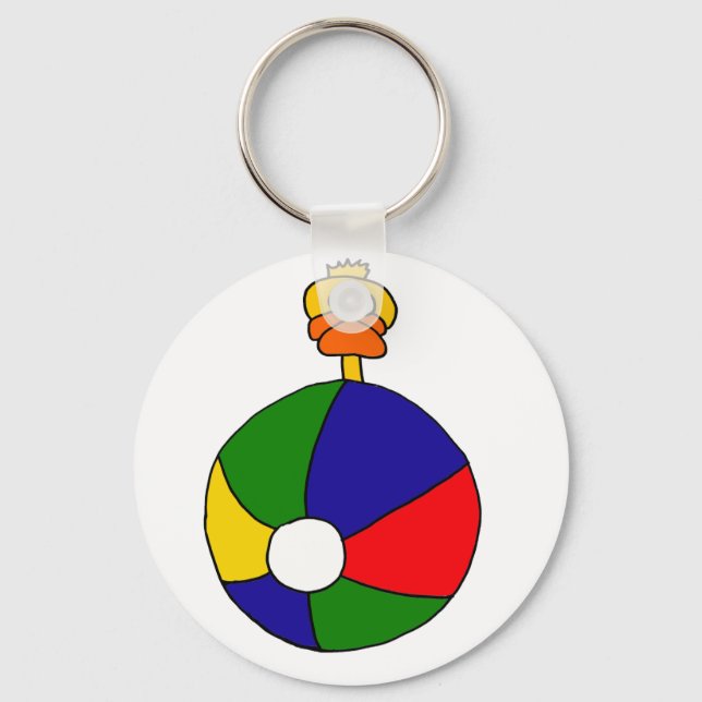 Funky Duck and Beachball Cartoon Keychain (Front)