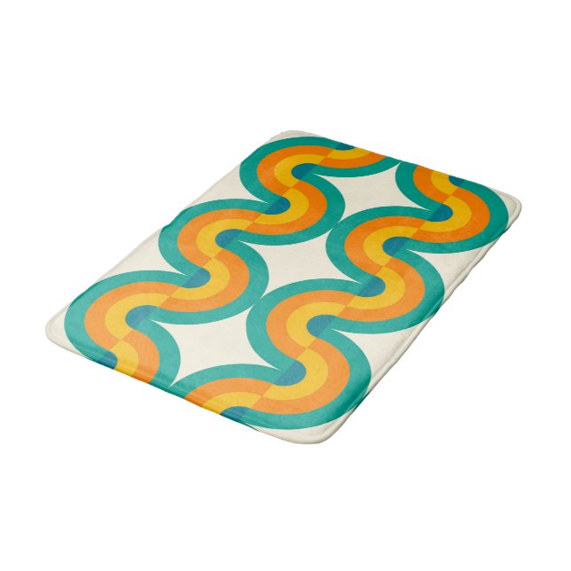 Funky Eclectic Retro Half Circles Art Pattern Bath Mat (Angled)