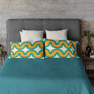 Funky Eclectic Retro Half Circles Art Pattern Pillowcase