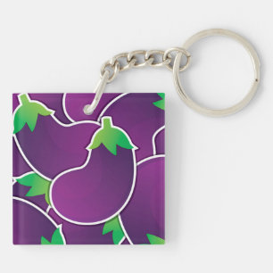 Funky eggplant keychain