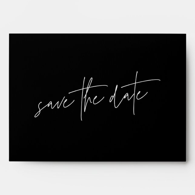 Funky Elegant Mod | Black on White Save The Date | Envelope (Front)