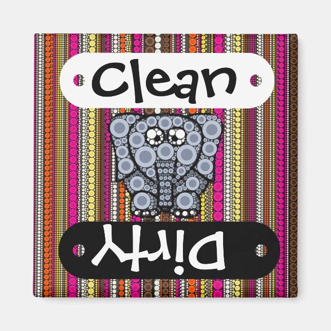 Funky Elephant Circle Mosaic with Stripes Magnet (Front)
