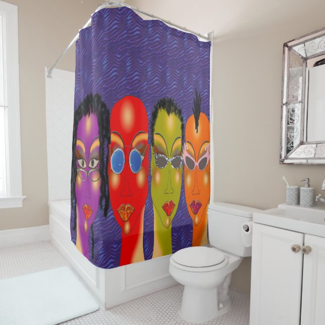 Funky Faces Shower Curtain (In Situ)