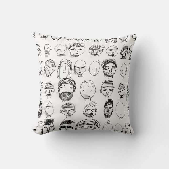 funky faces throw pillow (Front)