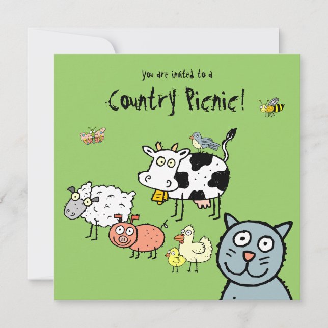 Funky Farm Country Picnic Invitation (Front)