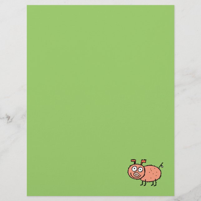 Funky Farm Pig Recycled Letterhead Paper (Front)
