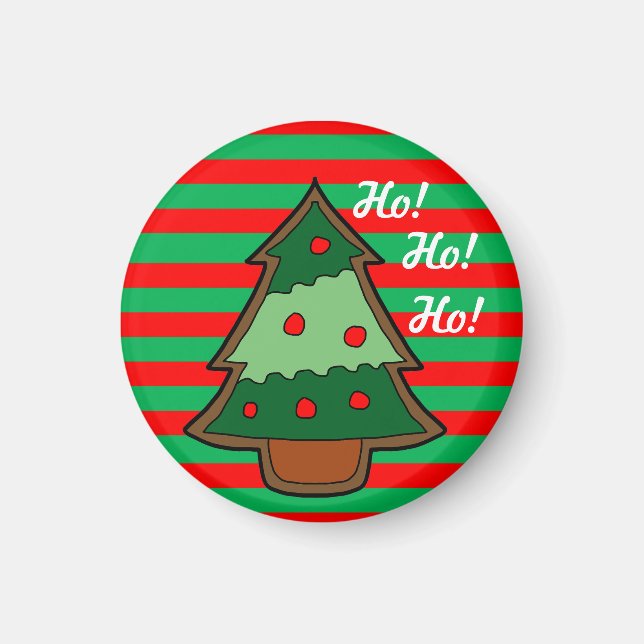 Funky Festive Stripes and Tree Magnet (Front)