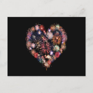 Funky Fireworks Love Postcard
