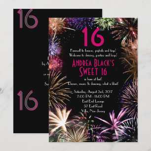 Funky Fireworks Sweet 16 Anniversaire Invitation