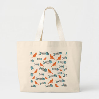 Funky Fish Bone and Cat Jumbo Tote Bag - Orange