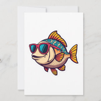 Funky Fish with Sunglasses Sticker Invitation