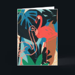 Funky Flamingo Card<br><div class="desc">Funky Flamingo II by June Erica Vess. Pink flamingoes are surrounded by abstract-looking tropical greenery in unique shapes and colours. | 133081GG</div>