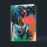 Funky Flamingo Card<br><div class="desc">Funky Flamingo II by June Erica Vess. Pink flamingoes are surrounded by abstract-looking tropical greenery in unique shapes and colours. | 133081GG</div>